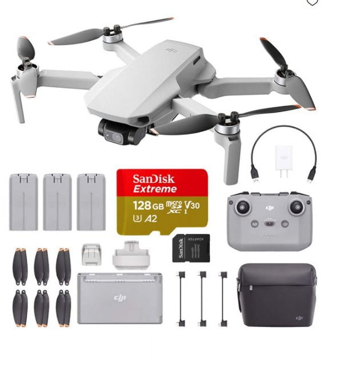 DJI Mini 2 Fly More Combo, 128GB Bundle – Ultralight Foldable Drone, 3-Axis  Gimbal with 4K Camera, 12MP Photos, 31 Mins Flight Time, OcuSync 2.0 10km