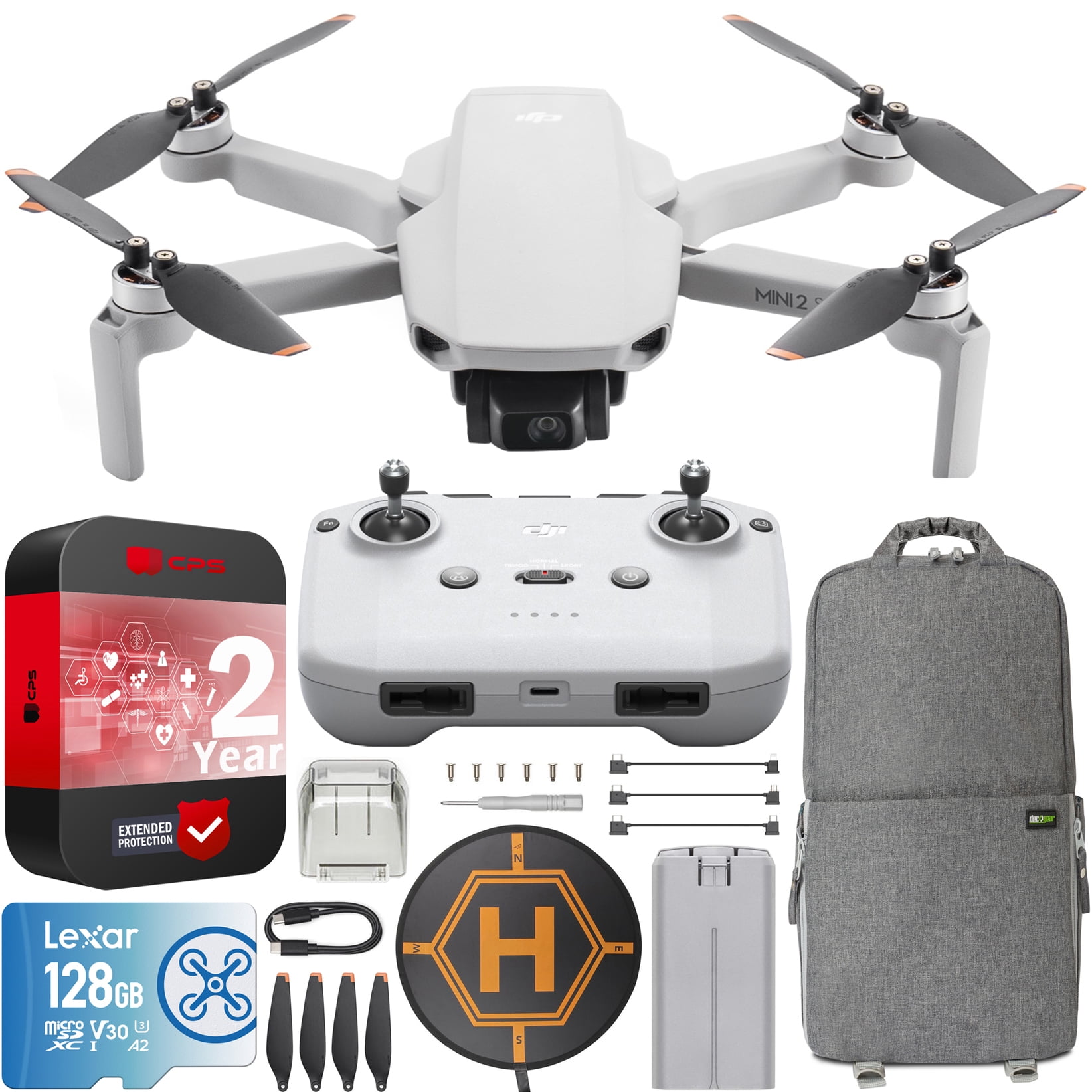 DJI Mini 2 SE Camera Drone Quadcopter with RC-N1 Remote Controller, QHD Video, 10km Transmission, Under 249g, Return to Home, 2 Year CPS Extended Warranty Bundle with Deco Gear Backpack + Accessories - drones with cameras