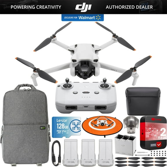DJI Mini 3 Camera Drone Quadcopter Fly More Combo + RC-N1 Remote (No Screen) 4K Video, 38min Flight Time, True Vertical Shooting, Intelligent Modes Bundle with Deco Gear Backpack + 128GB &Accessories