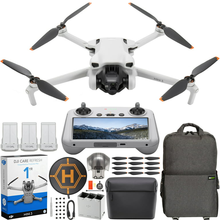 DJI Mini 3 Pro Camera Drone Quadcopter + RC Smart Controller (With Screen),  4K/60fps Video, 48MP Photo, 34min Flight Time, Tri-Directional Obstacle  Sensing, Bundle w/ Deco Gear Backpack + Accessories 