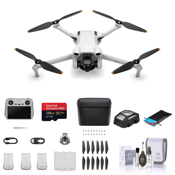 DJI Mini 3 Drone Fly More Combo with RC Remote Controller Bundle with 128GB microSD Card, Anti-Collision Light, Foldable Landing Pad, Cleaning Kit