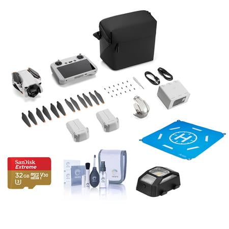 DJI Mini 3 Drone Fly More Combo with RC Remote Controller Bundle with 32GB microSD Card, Anti-Collision Light, Foldable Landing Pad, Cleaning Kit