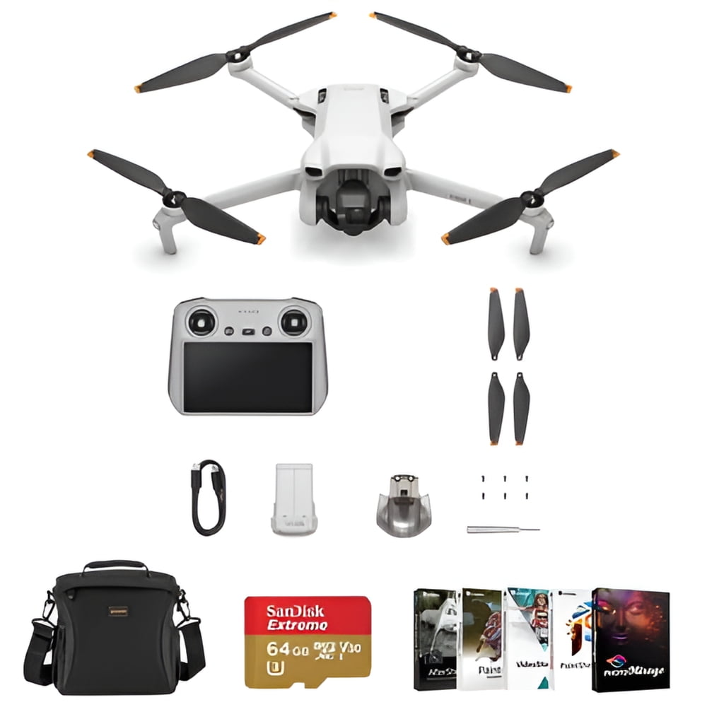 DJI Mini 3 Drone with RC Remote Controller Bundle with 64GB microSD Card, Shoulder Bag, Corel PC Software Kit