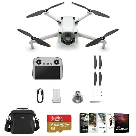 DJI Mini 3 Drone with RC Remote Controller Bundle with 64GB microSD Card, Shoulder Bag, Corel PC Software Kit
