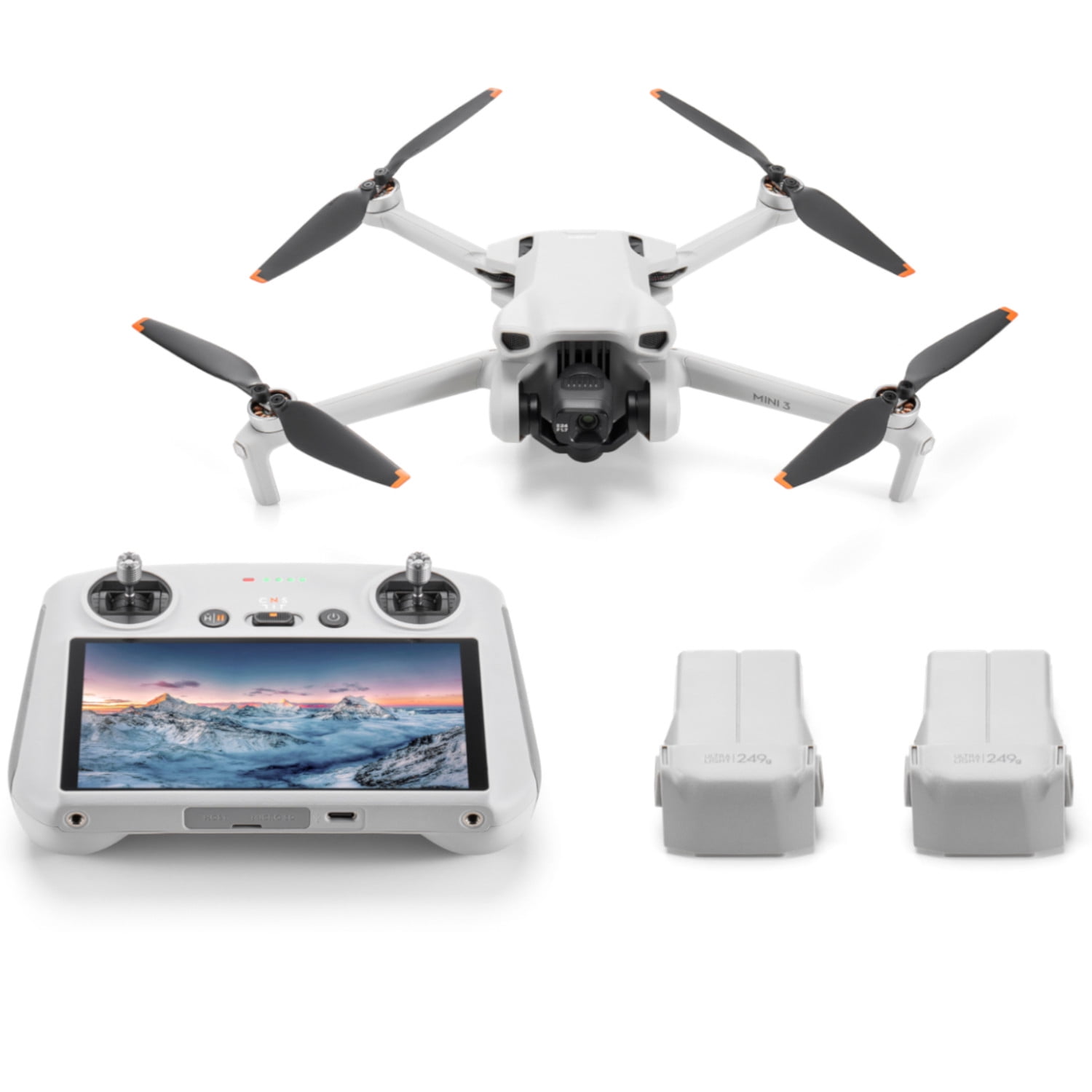 DJI Mini 3 Camera Drone Quadcopter + RC Smart Controller (With Screen) + Fly More Kit, 4K Video, 38min Flight Time, True Vertical Shooting Bundle w/ Deco Gear Backpack + Software & Accessories