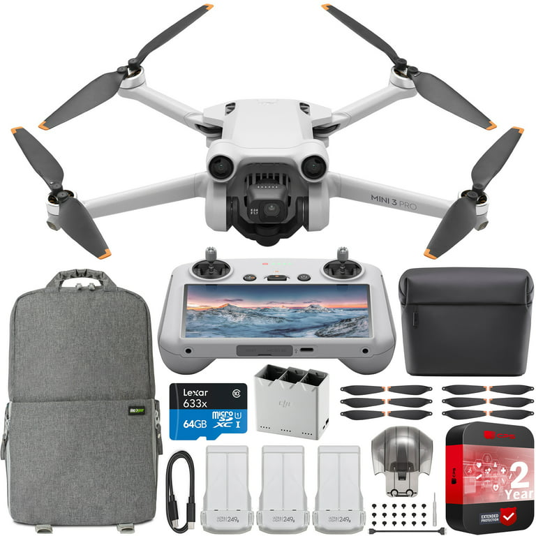 DJI Mini 3 Pro Fly More Kit, Includes Two Intelligent Flight Batteries, a  Two-Way Charging Hub, Data Cable, Shoulder Bag, Spare propellers, and