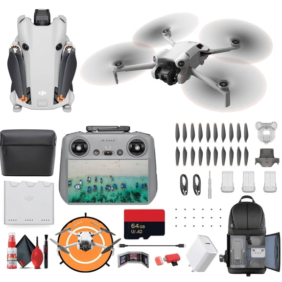 DJI Mini 4 Pro Drone Fly More Combo with RC 2 Controller | 4K HDR Camera Omnidirectional Obstacle Sensing | 36-Min Flight Time (CP.MA.00000813.01) + BackPack + Landing Pad + 64GB Card + More