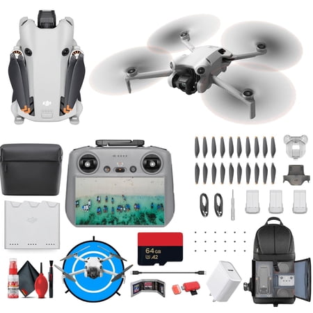 DJI Mini 4 Pro Drone Fly More Combo with RC 2 Controller | 4K HDR Camera Omnidirectional Obstacle Sensing | 36-Min Flight Time (CP.MA.00000813.01) + BackPack + Landing Pad + 64GB Card + More