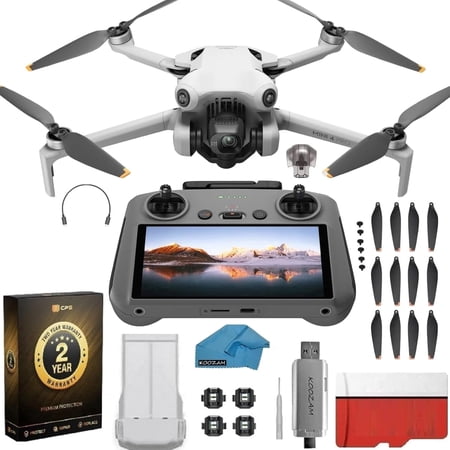 DJI Mini 4 Pro Drone with RC 2 Controller (With Screen) Folding Drone with 4K Video, Under 249g, Vision Sensing Bundle with 128GB Memory Card, 2 Year Warranty