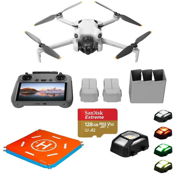 DJI Mini 4 Pro Drone Fly More Combo, Bundle with 128GB Memory Card, LED Light, 20" Landing Pad Pro