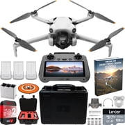 DJI Mini 4 Pro Folding Drone with RC 2 Remote Screen Fly More Combo, 4K Video Camera, Under 249g, 3 Battery Bundle with Deco Gear Custom Hard Case + Content Creation Beginners Guide & Accessories