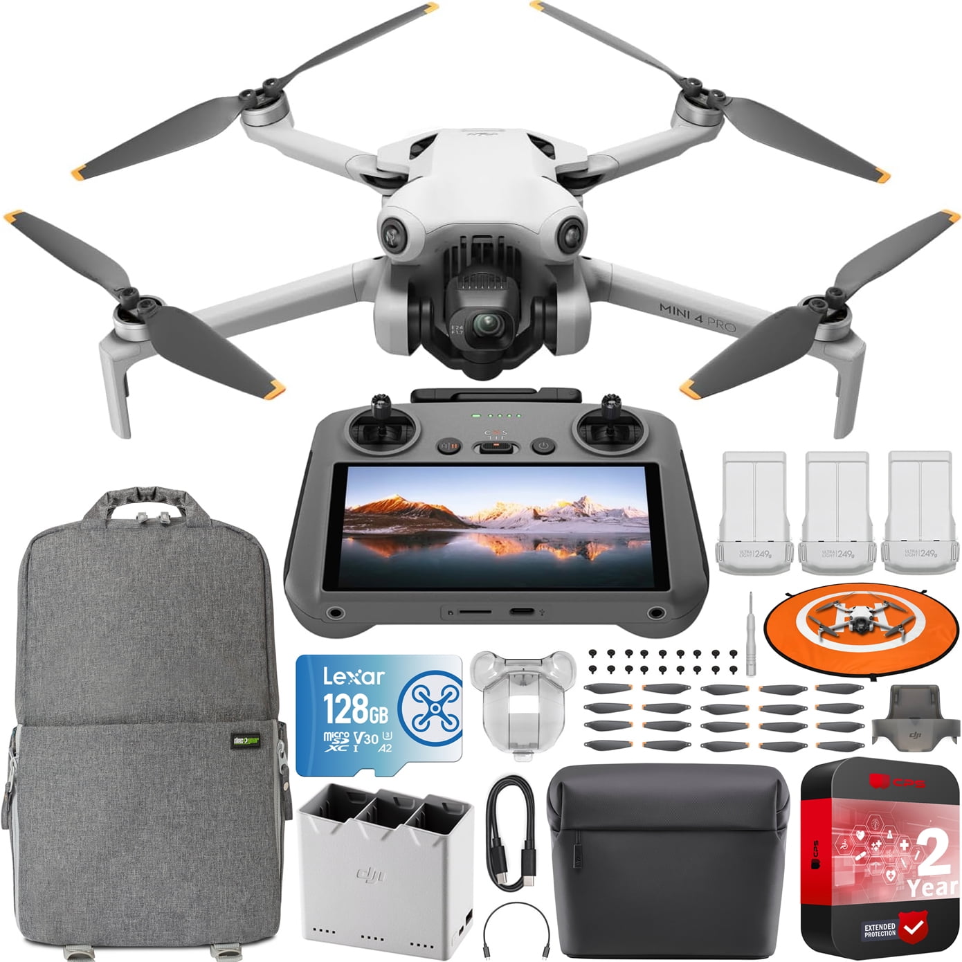 DJI Mini 4 Pro Fly More Combo with DJI RC 2, Mini Drone with 4K HDR Video,  Under 0.549 lbs/249 g, 3 Batteries for up to 102 Mins Flight Time, Smart
