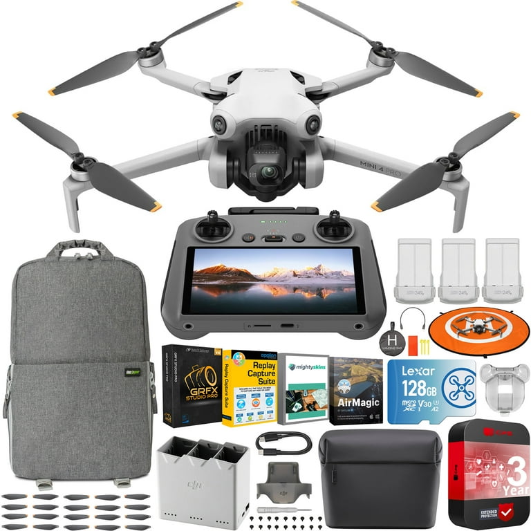 DJI Mini 4 Pro Folding Drone with RC 2 Remote (With Screen) Fly More Combo  Plus, 4K HDR Video Camera for Adults, Under 249g,Omnidirectional Sensing, 3