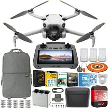 DJI Mini 4 Pro Folding Drone with RC 2 Remote (With Screen) Fly More Combo Plus, 4K HDR, Under 249g, Omnidirectional Sensing, 3 Plus Batteries Bundle with 3 Year CPS Extended Warranty & Accessories
