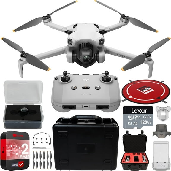 DJI Mini 4 Pro Folding Drone with RC-N2 Remote (No Screen) 4K HDR Video Camera for Adults, Under 249g, Omnidirectional Sensing Bundle with Deco Gear Custom Hard Case + Wide Angle Lens & Accessories