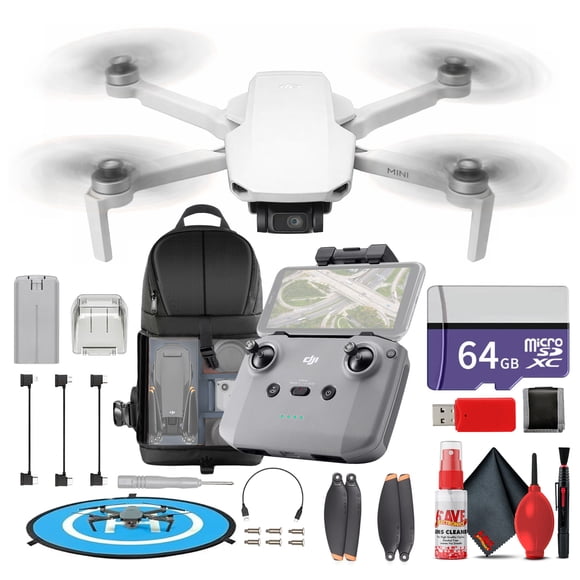 DJI Mini 4K Lightweight UHD Drone Under 249g 12MP Camera 3-Axis Gimbal 10 km Video Transmission 31-Min Flight Time For Beginners & Travel Photography 64GB Card BackPack Landing Pad More