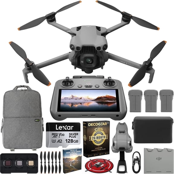 DJI Mini 5 Pro Drone Fly More Combo Plus with RC 2, 1" CMOS Sensor, 4K Video, Omnidirectional Obstacle Sensing, 3 Battery Bundle with Deco Gear CPS Exclusive 26Month Protection Pack BEACH-CPS-26M1500