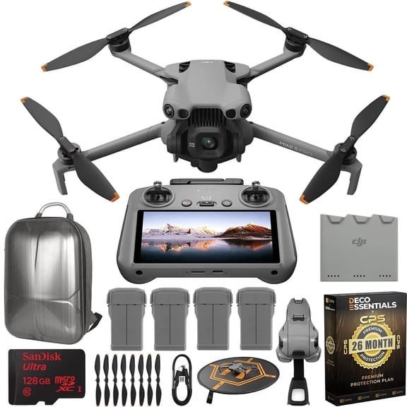 DJI Mini 5 Pro Drone Fly More Combo with RC 2, 1" CMOS Sensor, 4K Video, Obstacle Sensing, 4 Battery Bundle with Deco Essentials CPS Exclusive 26 Month Protection Pack and Accessories Kit