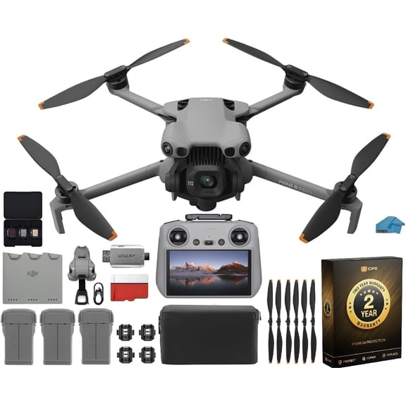 DJI Mini 5 Pro Fly More Combo with DJI RC 2, Drone with 4K Video, 36 Mins Flight Time, 3 Batteries Bundle with, 2 Year Extended Warranty, 128GB Memory Card + Pilot Kit