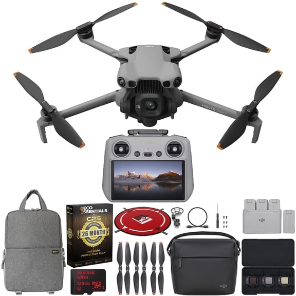 DJI Mini 5 Pro Fly More Combo with Drone, DJI RC 2 Remote, 3 Batteries, Hub Bundle with Deco Gear CPS Exclusive 26 Month Protection Pack (BEACH-CPS-26M1500)