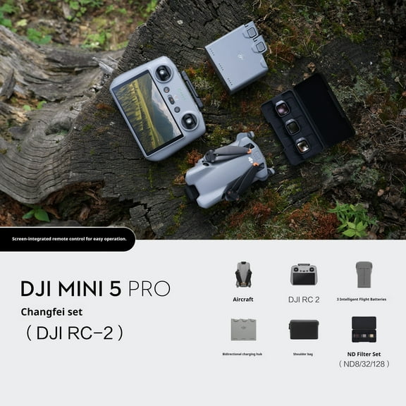 DJI Mini5 Pro HD Aerial Photography Drone Omnidirectional Obstacle Avoidance System 20km Video Transmission Range 40-Minute Extended Flight Time Screen-Equipped Remote Controller Includes 3 Batteries