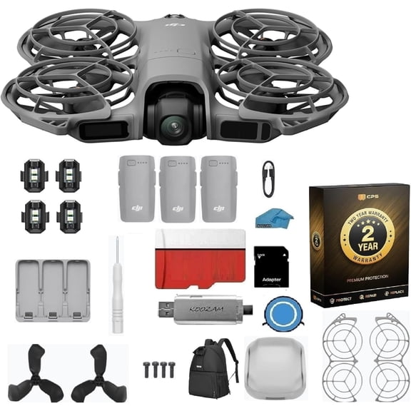 DJI Neo 2 Fly More Combo with 2-Year Warranty | 3-Battery Bundle 4K FPV Drone | Includes Backpack, Landing Pad, 128GB MicroSD & Card Reader