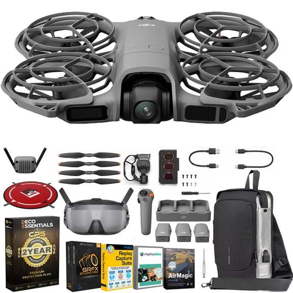 DJI Neo 2 Motion Fly More Combo Bundle with Tech Smart USA Drone Essentials Plus Software Bundle + Deco Gear Drone Landing Pad + Deco Essentials CPS 2 Year Protection Pack + Sling Backpack