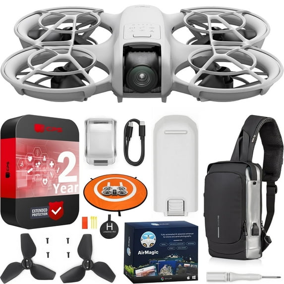 DJI Neo Drone 4K UHD Mini Quadcopter for Adults, 135g Self Flying Drone that Follows You, Palm Takeoff, AI Subject Tracking, QuickShots, (Controller-Free) Bundle with Deco Gear Accessories