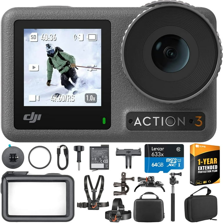 DJI Osmo Action 3 Action Camera - Standard Combo with 64GB Accessory Bundle