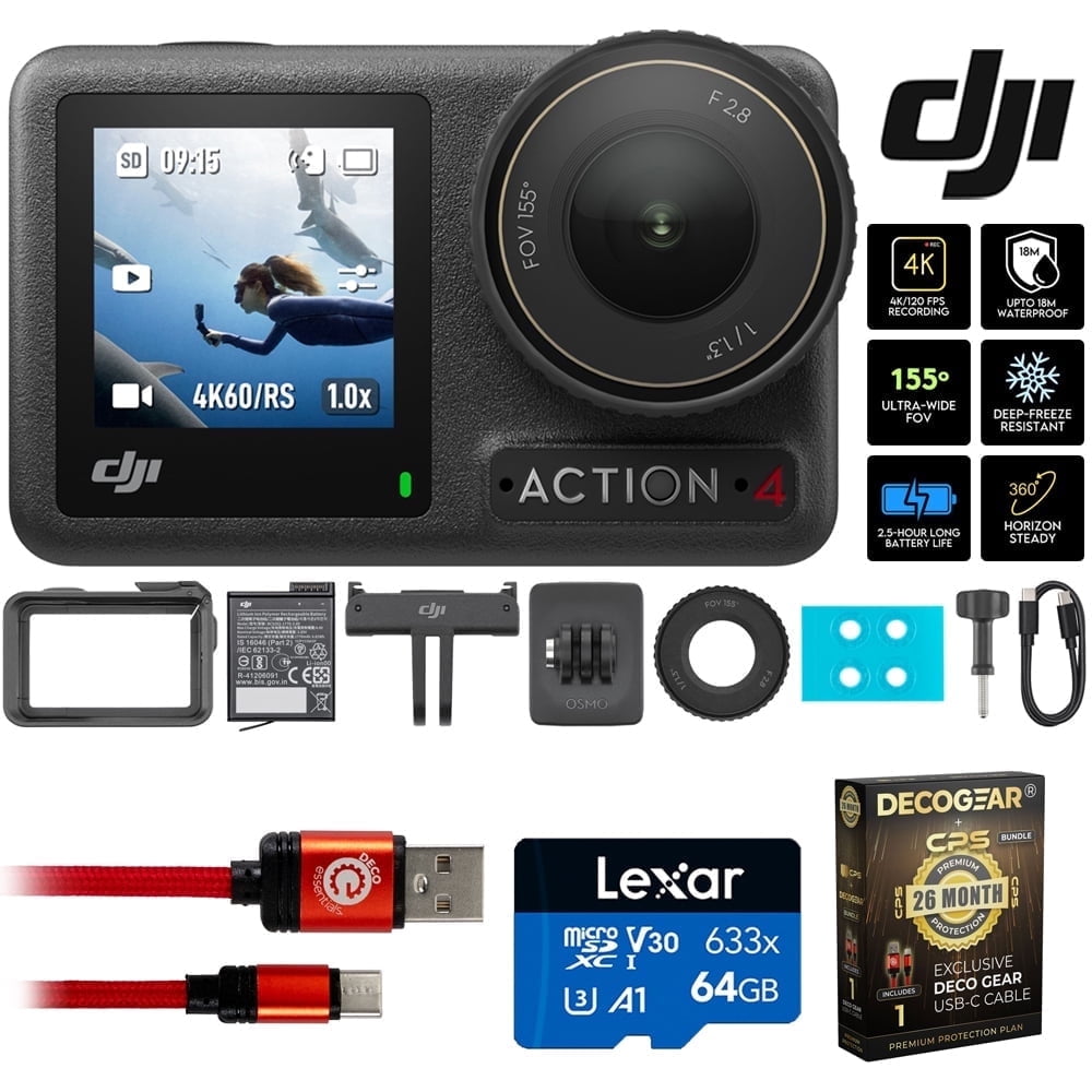 DJI Osmo Action 4 Standard Combo - 4K/120fps Waterproof Action Camera ...