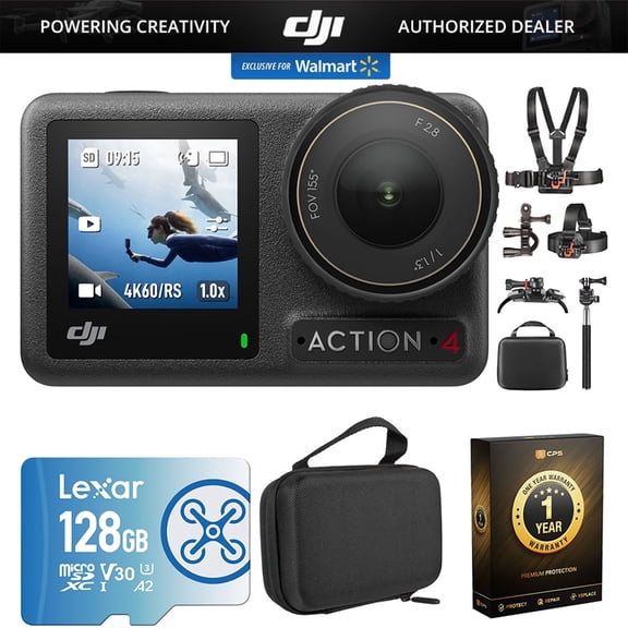 DJI Osmo Action 4 Standard Combo Bundle with 128GB Memory Card, Case and More