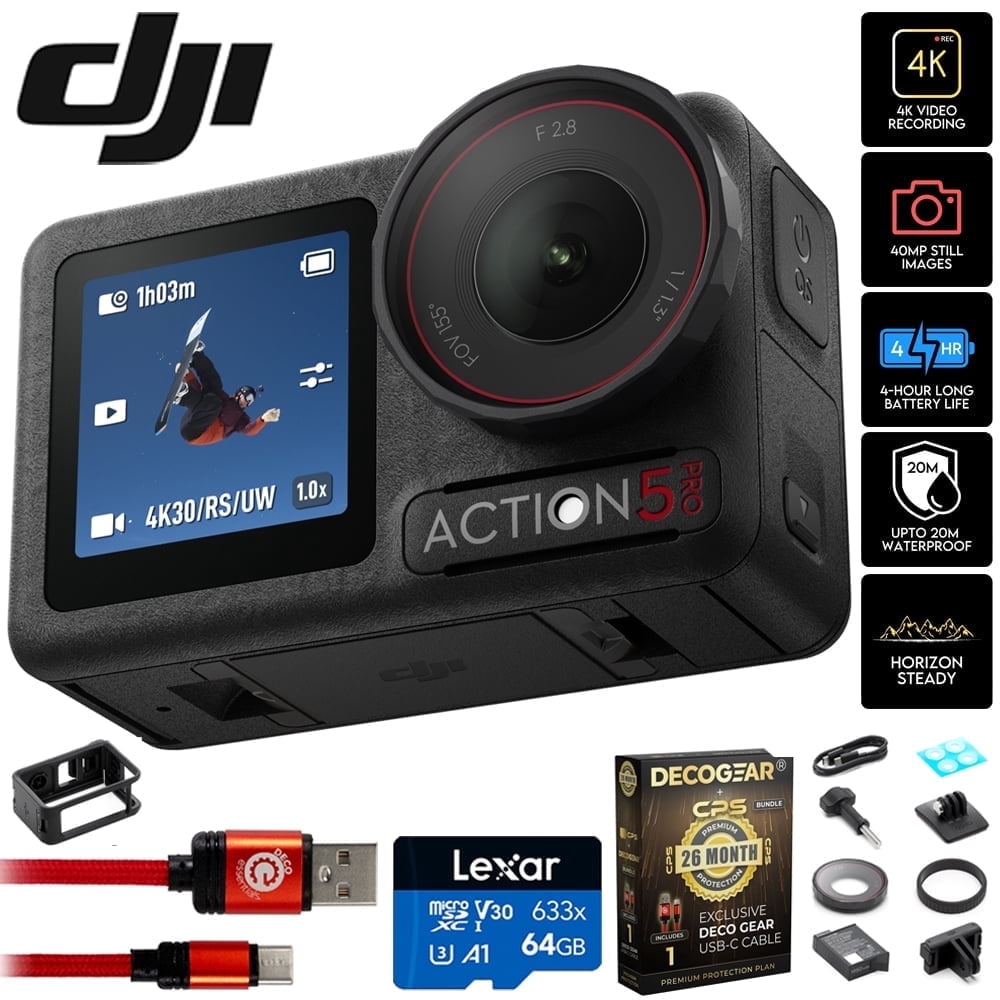 DJI Osmo Action 5 Pro Standard Combo, 4-Hr Battery, 4K Video