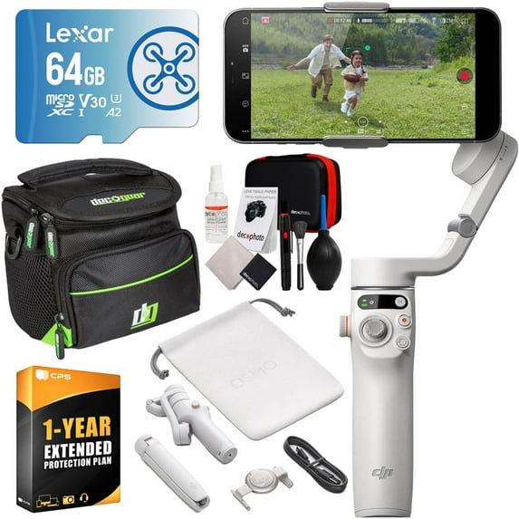 DJI Osmo Mobile 6 Smartphone Gimbal (Platinum Gray) with 64GB Camera Bag Bundle