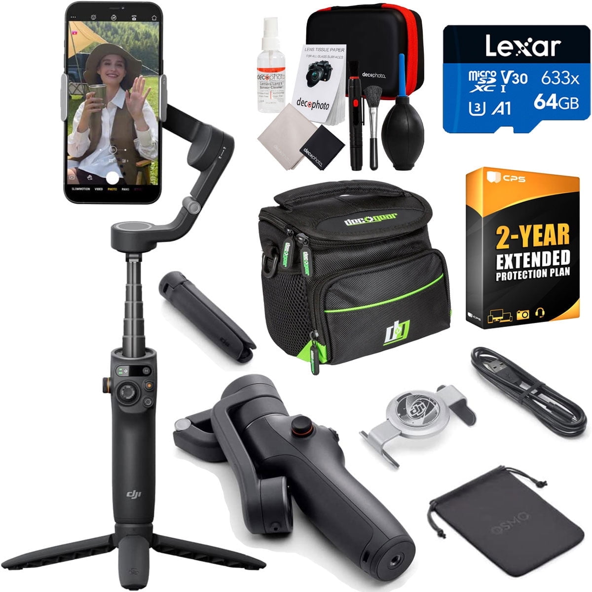 DJI Osmo Mobile 6 Smartphone Gimbal Stabilizer (Athens Gray) 64GB Accessory Bundle