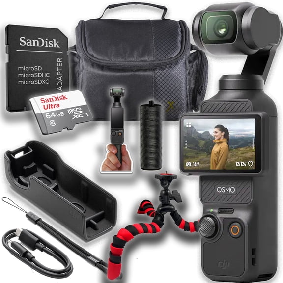 DJI Osmo Pocket 3 4K, 9.4MP CMOS Digital Camera with Vlogging, 4x Zoom, Black, 1 Count