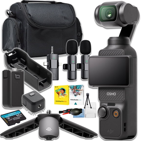 DJI Osmo Pocket 3 Capture More Combo with 4K/120fps Video and 3-Axis Stabilization Vlogging Camera + Camera Case (Vlogging Bundle)+ 3 in 1 Microphone