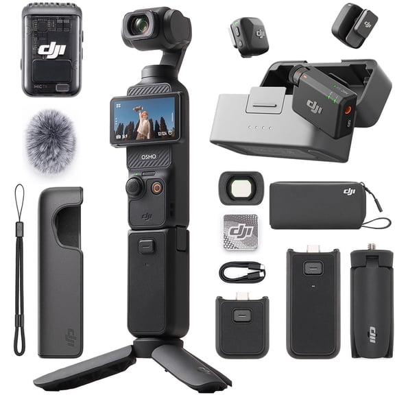 DJI Osmo Pocket 3 Creator Combo 4K 120fps Handheld 3-Axis Gimbal Bundle with DJI Mic Mini (2 TX + 1 RX + Charging Case), Ultralight, High-Quality Audio, 48h Use
