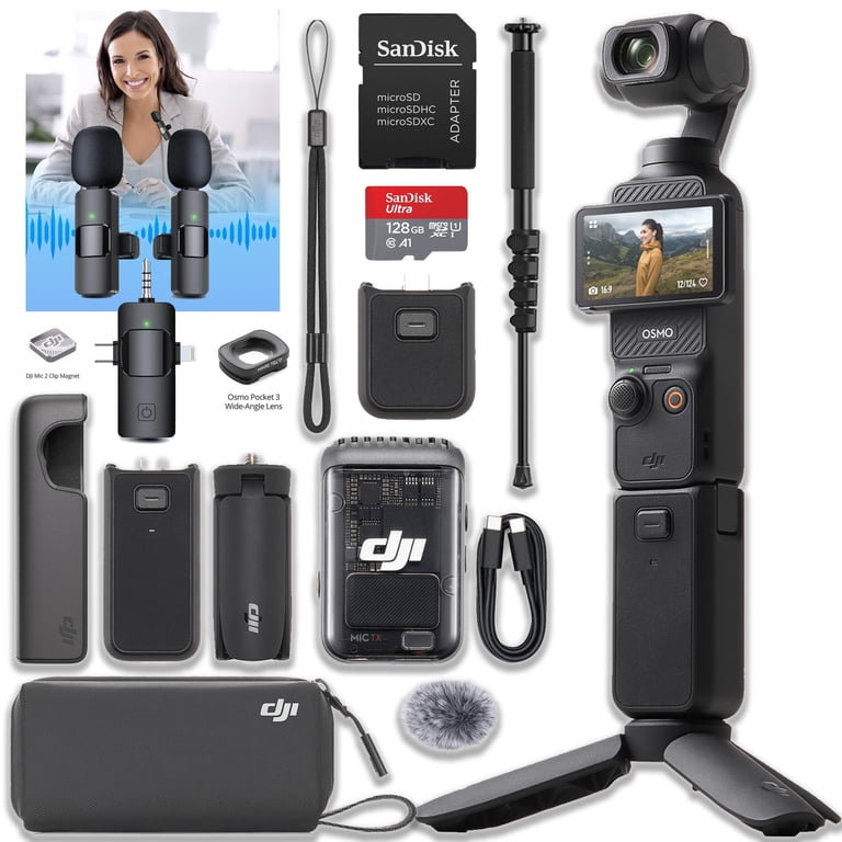 DJI Osmo Pocket 3 Creator Bundle with Wide Angle Lens, Battery