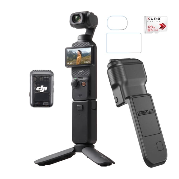 DJI Osmo Pocket 3 Creator Combo Bundle with 128GB microSD Memory Card, Protective Case and Tempered Film Glass (4-Items)