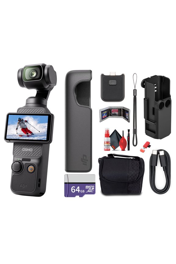 Osmo Pocket 3 Gimbal Camera | 1-Inch CMOS 4K 120fps 3-Axis Stabilization | ActiveTrack 6.0 | 2-Inch Rotatable Touchscreen Vlogging Camera + 50-in-1 Accessory Kit + 64GB Memory Card + Camera Bag