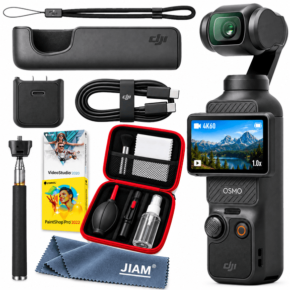 DJI Osmo Pocket 3 Vlogging Camera with 1'' CMOS & 4K/120fps Video, 3-Axis Stabilization, Fast Focusing, Spotlight Follow, 2" Rotatable Touchscreen, with Accessories