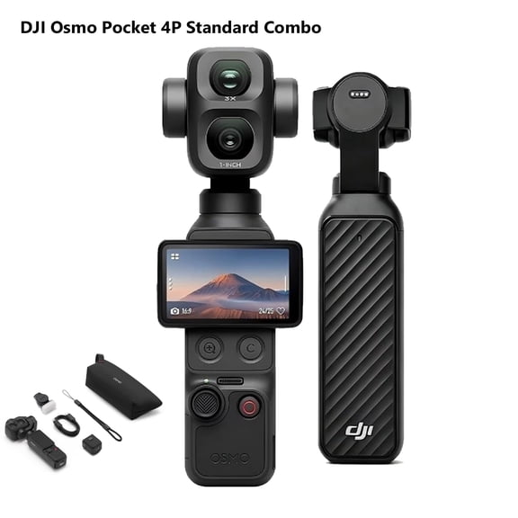 DJI Osmo Pocket 4P Standard Combo - Dual-Lens Pocket Gimbal Camera with 1" CMOS Sensor, 4K Video, ActiveTrack 8.0, 103GB Memory & Fill Light, Black