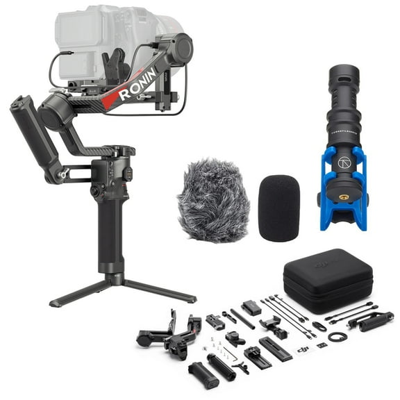 DJI RS 4 Pro Combo, 3-Axis Gimbal Stabilizer for DSLR & Cinema Cameras, Native Vertical Shooting, 4.5kg/10lbs Payload, with Image Transmitter & Focus Pro Motor, Bundle W/ Condenser Shotgun Microphone