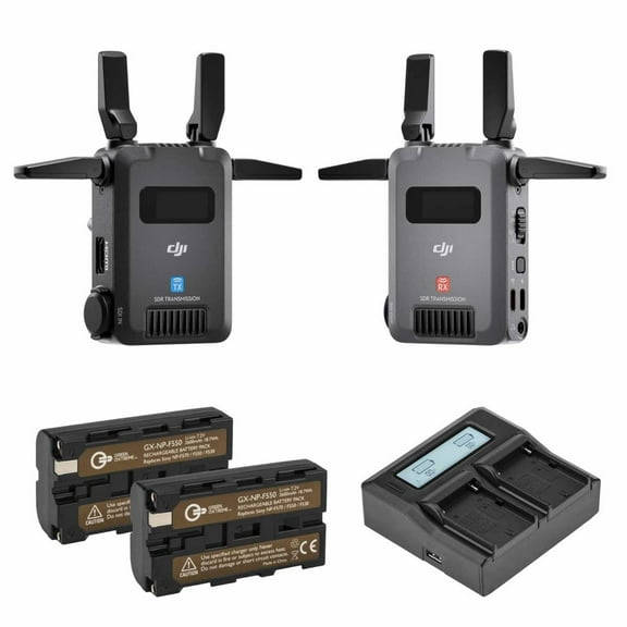 DJI SDR Transmission Combo, 3 km/10,000 ft 1080p/60fps SDR Wireless Video Transmission, Transmitter & Receiver, Stable & Anti-Interference, Strong Penetration, High Bitrate + 2x Batteries & Charger