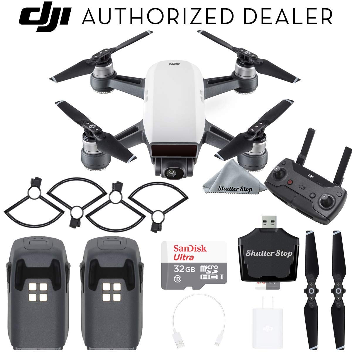 DJI Spark Drone Quadcopter (Alpine White) with Remote Controller
