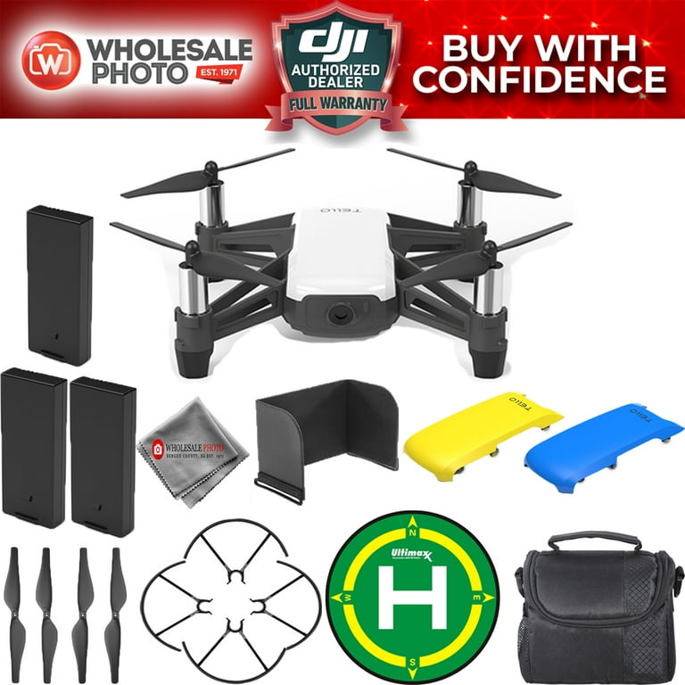 DJI Tello Quadcopter by Ryze Tech W/ Snap-On Covers 3 Battery Pro Bundle