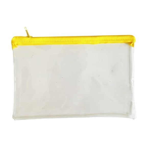 DJJGXAN 1 Pcs Clear Zipper Plastic Envelopes Poly Zip Envelop File Small Plastic Envelopes Bill Document Bag Pocket Files Zipper Folders for School Office Supplies, 7 Assorted Colors, 8.6” x 5.7”