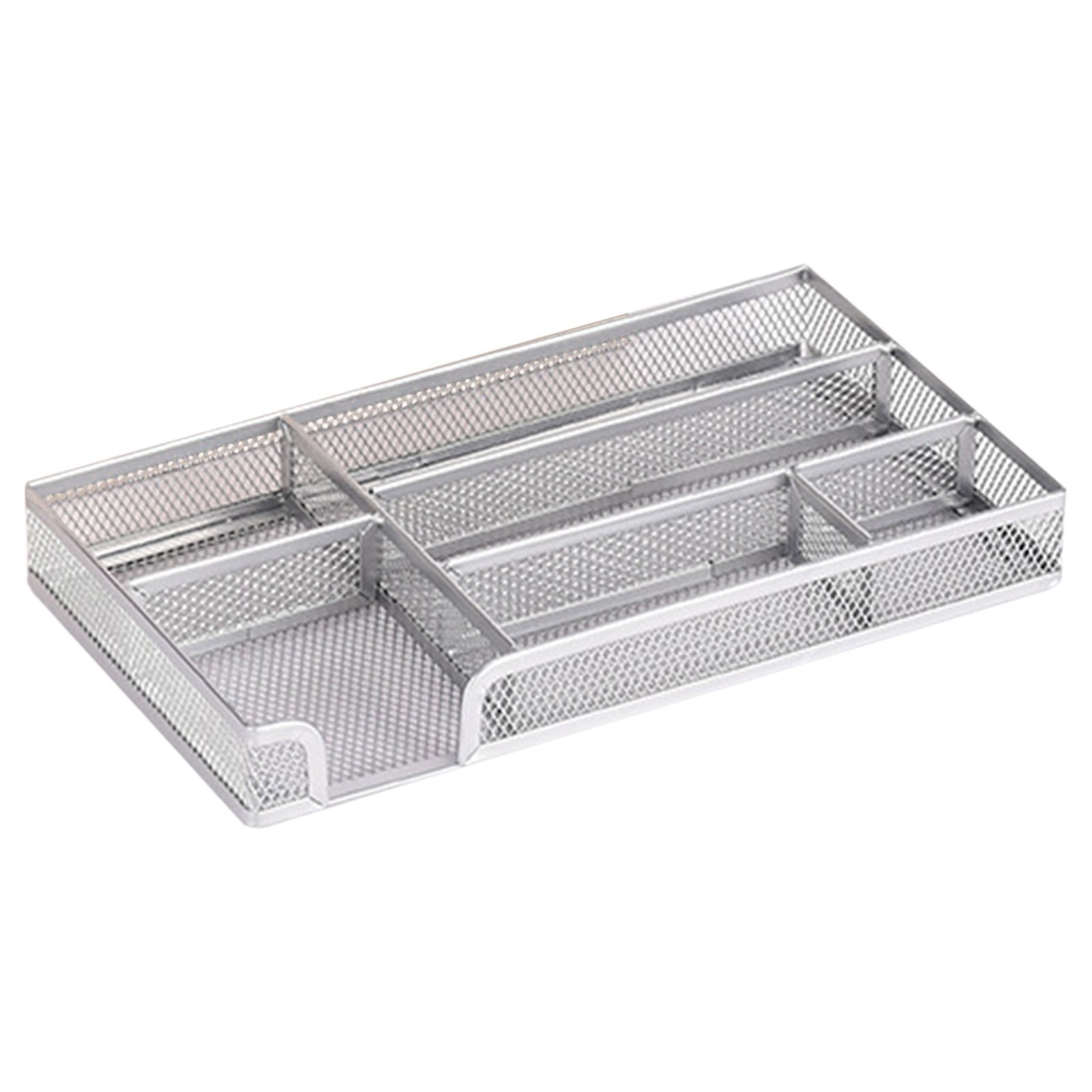 DJJGXAN Desk Drawer Organizer Tray Metal Mesh Drawer Divider Organizer With 6 Compartments Black Mesh Pencil Organization And Accessories For Stationery Makeup Kitchen
