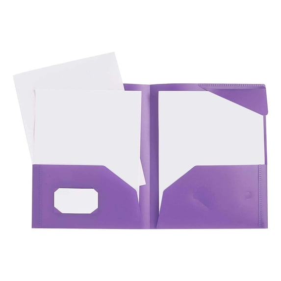 DJJGXAN Folders with Pockets, Plastic Folders with 2 Pockets, File Folders with Pockets and Business Card Holder, Heavy Duty Plastic Two Pocket Folder, Purple