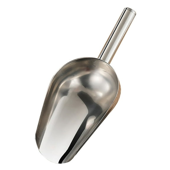 DJJGXAN Metal Ice Scoop,Kitchen Ice Scooper for Ice Maker, Small Food Scoops for Bar Party Wedding Pet Dog Food, Stainless Steel Silve, 7.5 x 2.45 x 1 inch